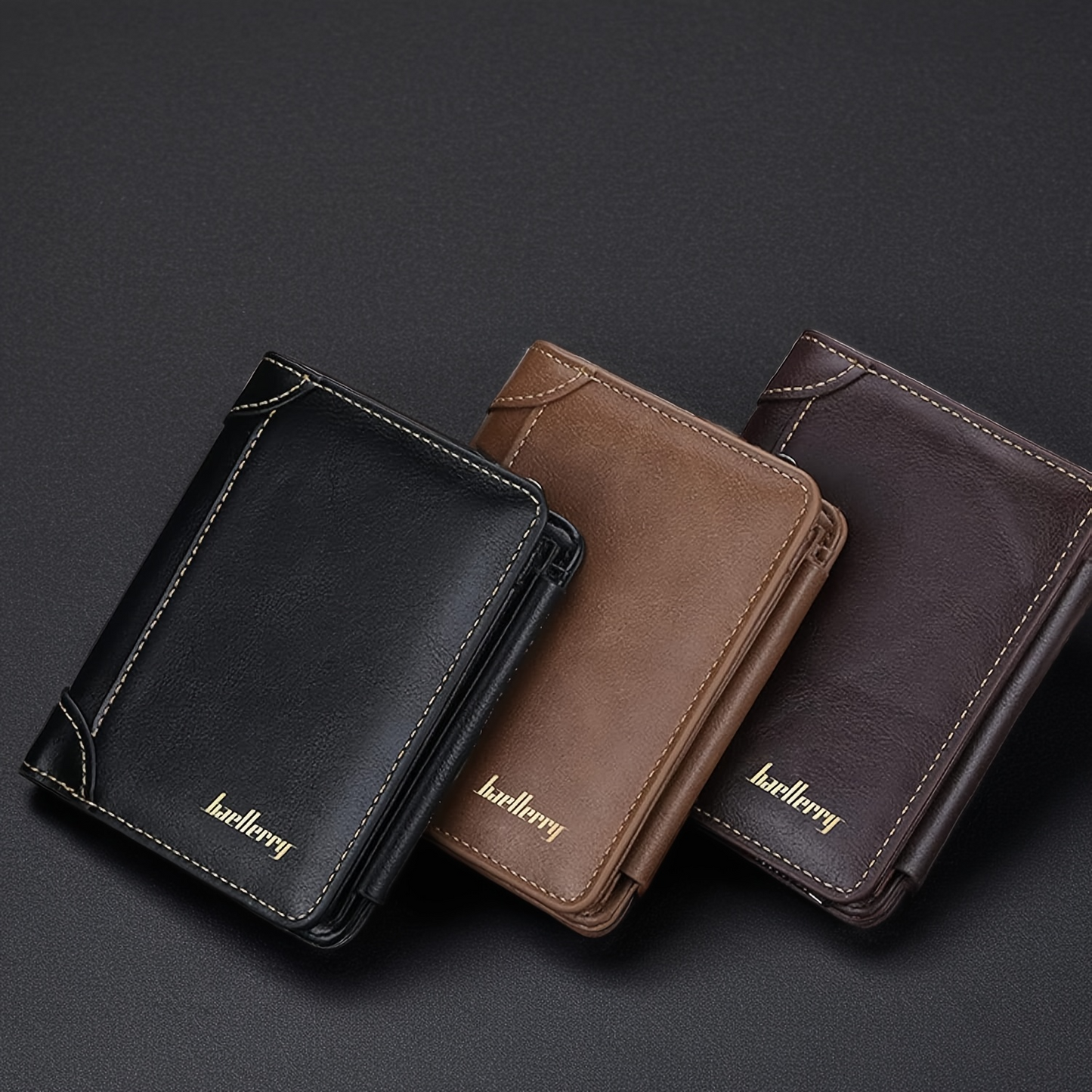Leather Mens Bifold Wallet Slim Minimalist | 1 ID Windows | 1 Coin Purse | Money Clip | 8 Card Slots | Gifts for Men