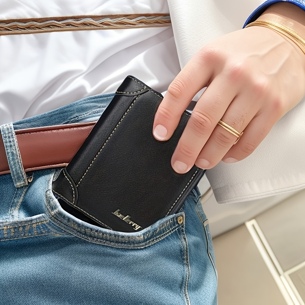 Leather Mens Bifold Wallet Slim Minimalist | 1 ID Windows | 1 Coin Purse | Money Clip | 8 Card Slots | Gifts for Men