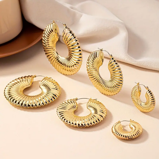 Lxalry 3 pairs of retro style women's fashion round earrings